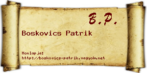 Boskovics Patrik névjegykártya